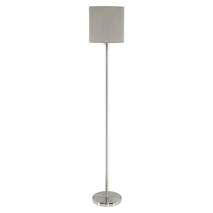 Eglo Stehleuchte Pasteri - Höhe: 157,5 cm, Taupe - Elegante Stehlampe mit zylindrischem Schirm und schlankem, silberfarbenem Ständer, ideal für moderne Wohnräume. Perfekte Beleuchtungslösung.