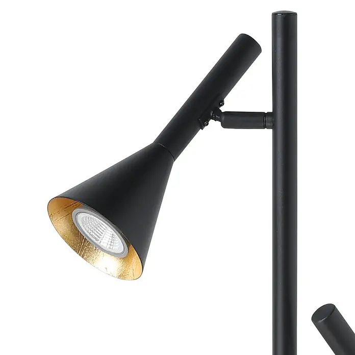 Eglo Cortaderas LED-Stehleuchte - Ø x H: 25 x 144,5 cm - Moderne schwarze Stehleuchte mit goldener Innenseite des Lampenschirms, die ein warmes Licht erzeugt. Elegantes Design für stilvolle Beleuchtung.