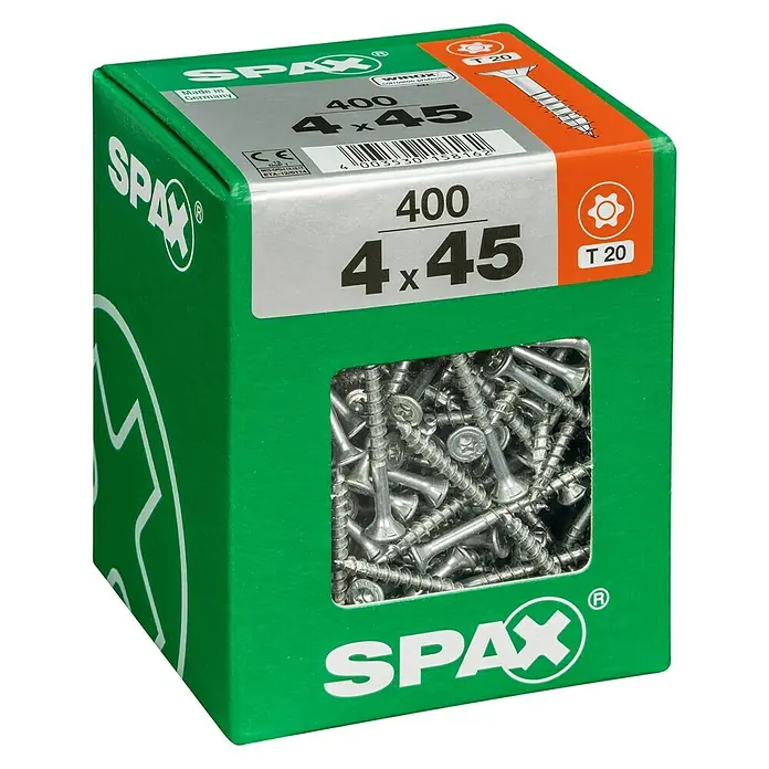 Spax T-Star plus Universalschraube T-Star plus - Ø x L: 4 x 45 mm, WIROX Oberfläche, T-Star plus, 400 Stk. - Dose Spax Schrauben 4x45mm, ideal für Holzverbindungen. Zuverlässige Qualität für Heimwerker und Profis.