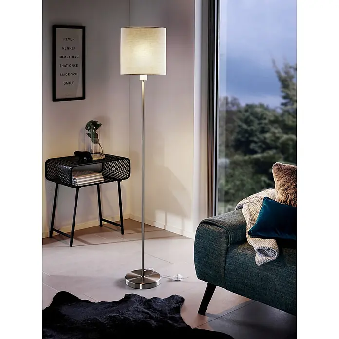 Eglo Stehleuchte Pasteri - Höhe: 157,5 cm, Taupe - Elegante Stehlampe mit Stoffschirm, die warmes Licht spendet und eine gemütliche Atmosphäre im Raum schafft. Perfekt für Wohnzimmer oder Schlafzimmer.