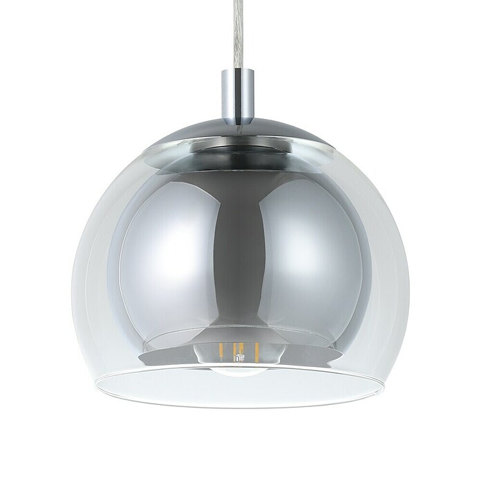 Eglo Lámpara colgante redonda (Cromado claro, Altura: 110 cm, Potencia máx.: 40 W, E27, 1 luz)