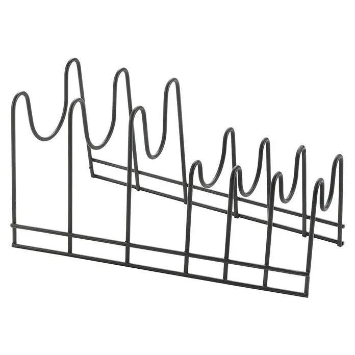 Metaltex Deckelhalter Lido - Lavaschwarz, L x B x H: 28 x 16 x 14 cm, Metall - Schwarzes Metall-Pfannen- und Deckelhaltergestell für die Küchenorganisation.