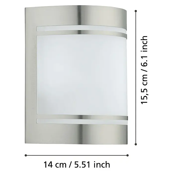 Außenwandleuchte - 40 W, 140 x 105 x 165 mm, Weiß, IP44 - Abmessungen einer modernen Wandleuchte: 14 cm breit und 15,5 cm hoch, ideal für stilvolle Beleuchtung im Innenbereich.