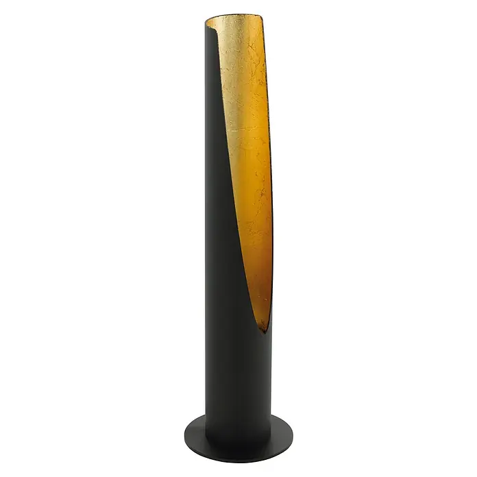 Eglo Barbotto LED-Tischleuchte rund - 5 W, Ø x H: 100 mm x 39,5 cm, Gold, Schwarz, Warmweiß - Elegante Stehleuchte in Schwarz mit goldfarbener Innenseite. Das Design ist modern und stilvoll, perfekt für jedes Interieur.