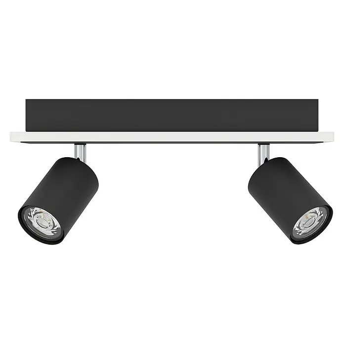 Eglo Downlight LED empotrable - 12 W, L x An x Al: 34 x 10 x 14 cm, Negro, Blanco cálido - Lámpara de techo con focos negros moderna.