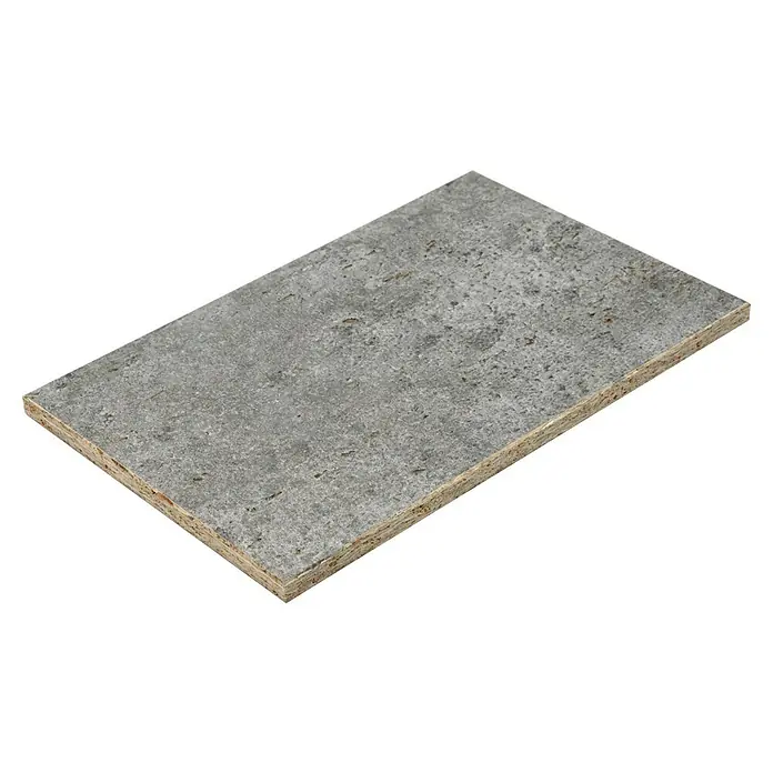 Egger Wandpaneelmuster - 297 x 210 x 12 mm, Rovigo Beton - Rechteckige graue Strukturplatte mit freiliegenden Spanplattenkanten.