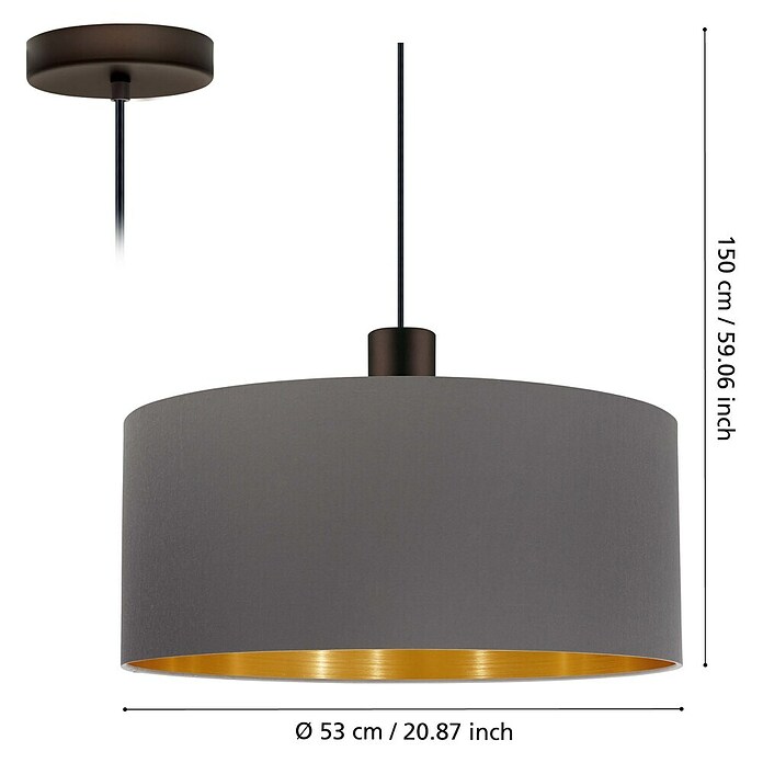 Eglo Concessa 1 Pendelleuchte (60 W, Cappuccino, Ø x H: 53 x 150 cm)