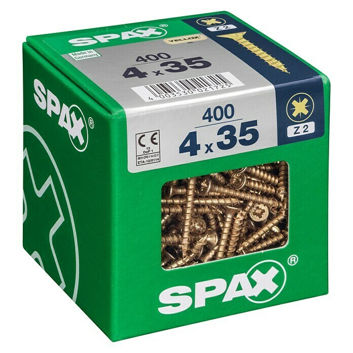 Spax Universalschraube (4 x 35 mm, Vollgewinde, 400 Stk.)