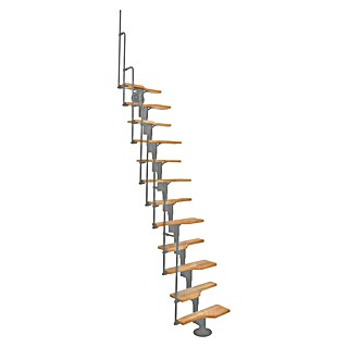 Minka Raumspartreppe Twister (Breite: 60 cm, Grau, Anzahl Steigungen: 13 Stk., Farbe Stufen: Buche Natur, Geschosshöhe: 200 cm - 294 cm)