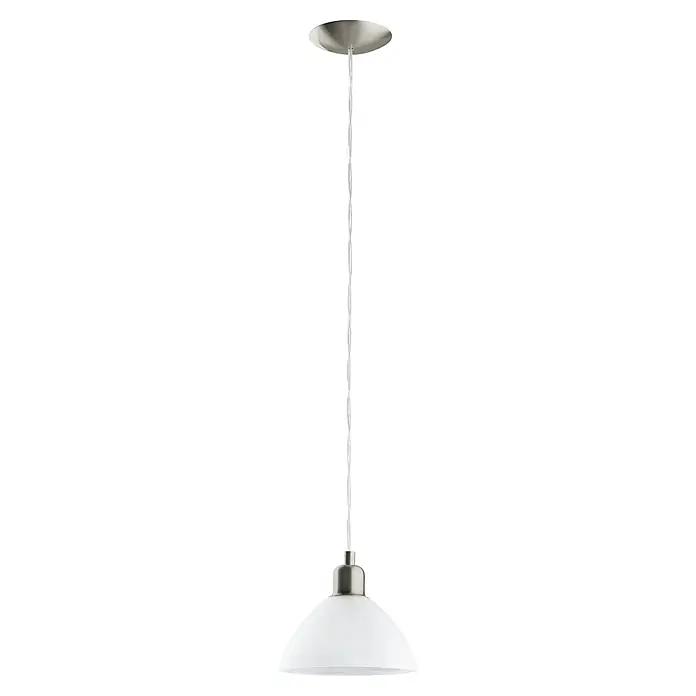 Eglo Pendelleuchte rund Brenda - Durchmesser: 195 mm - Elegante Pendelleuchte mit weißem Schirm und filigraner Kette. Modernes Design für stilvolle Beleuchtung in jedem Raum.