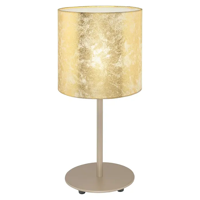 Eglo Viserbella Tischleuchte - 60 W, Champagner, E27 - Elegante Tischleuchte mit goldenem Lampenschirm und schlichtem, beigem Fuß. Perfekt für stimmungsvolle Beleuchtung in jedem Raum.