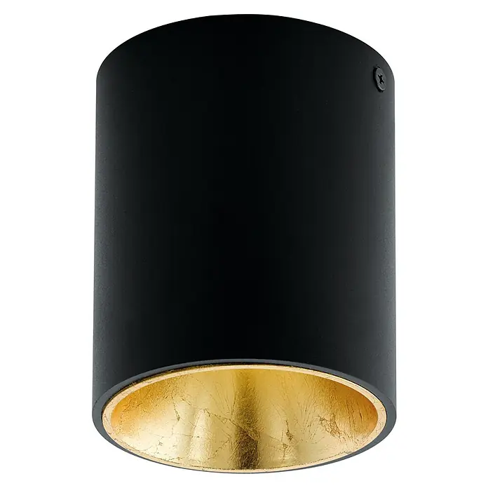 Eglo LED-Deckenleuchte rund POLASSO - 3,3 W, Ø x H: 100 mm x 120 cm, Schwarz/Gold, Warmweiß - Schwarze Deckenleuchte mit goldfarbener Innenseite, die ein warmes Licht ausstrahlt und eine elegante Note verleiht.