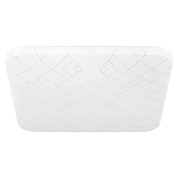 Eglo LED-Deckenleuchte RENDE eckig - 19,5 W, L x B x H: 38 x 38 x 6 cm, Weiß, Warmweiß, Eckig - Nahaufnahme einer weißen Deckenleuchte mit geometrischen Mustern, die ein modernes und helles Ambiente ausstrahlt.