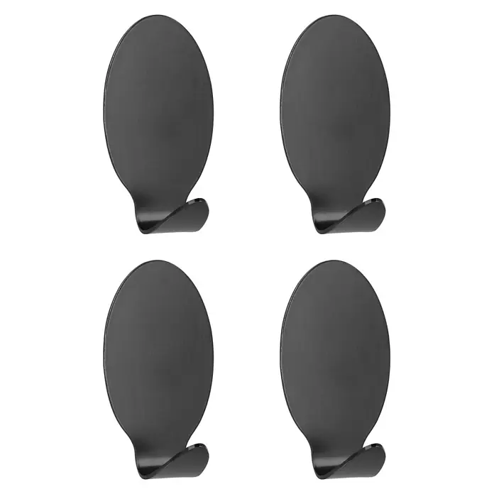 Metaltex Aufhängehaken Lilliput - Schwarz, 2,2 x 3,4 cm, 4 Stk., Stahl - Vier schwarze ovale Klebehaken.