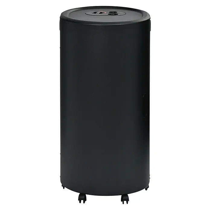 Firefix Gasheizer Chic 4200 Eco - L x B x H: 34 x 46 x 77,5 cm, Silber - Schwarzer, zylindrischer Lautsprecher auf Rollen mit Bedienelementen oben für einfache Steuerung und Mobilität.