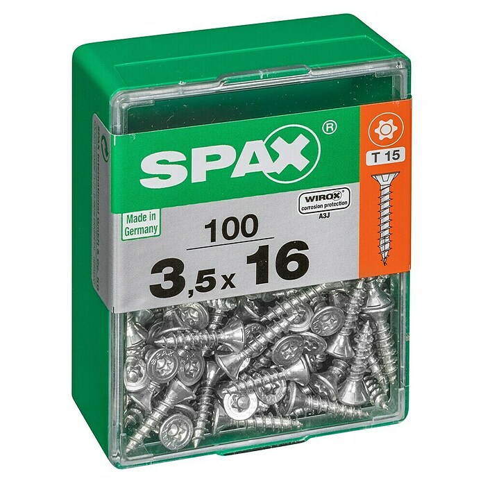 Spax Universele schroef T-Star plus (Ø x l: 3,5 x 16 mm, WIROX oppervlak, T-Star plus, 100 stk.)