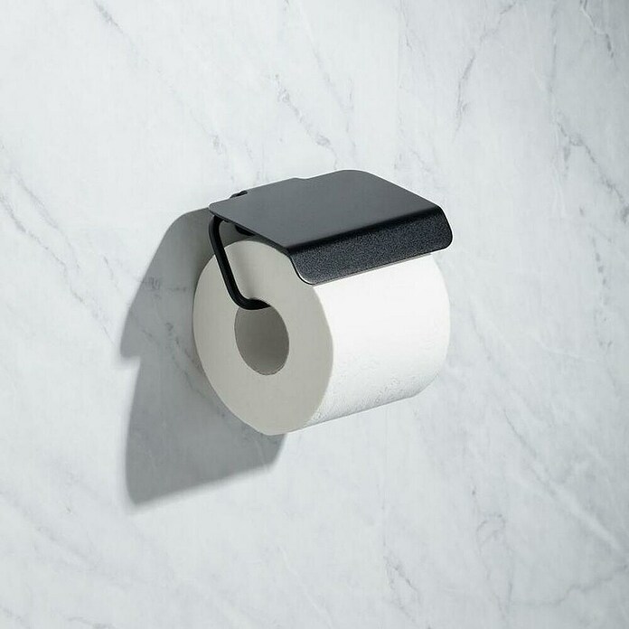 Tatay Onyx Portarrollos papel higiénico (Con tapa, Negro, Mate)