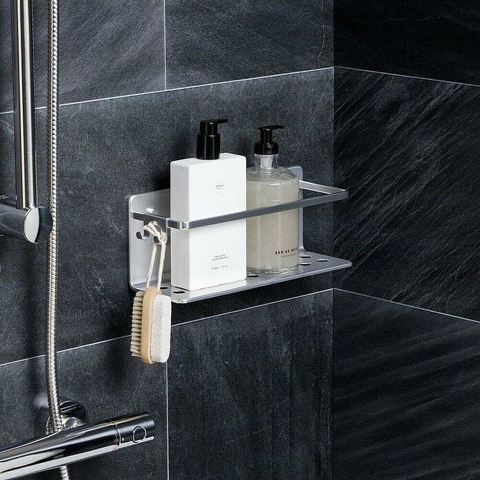 Tatay Moon Cesta de baño 2 alturas (L x An x Al: 10 x 30 x 12 cm, Plateado) | BAUHAUS