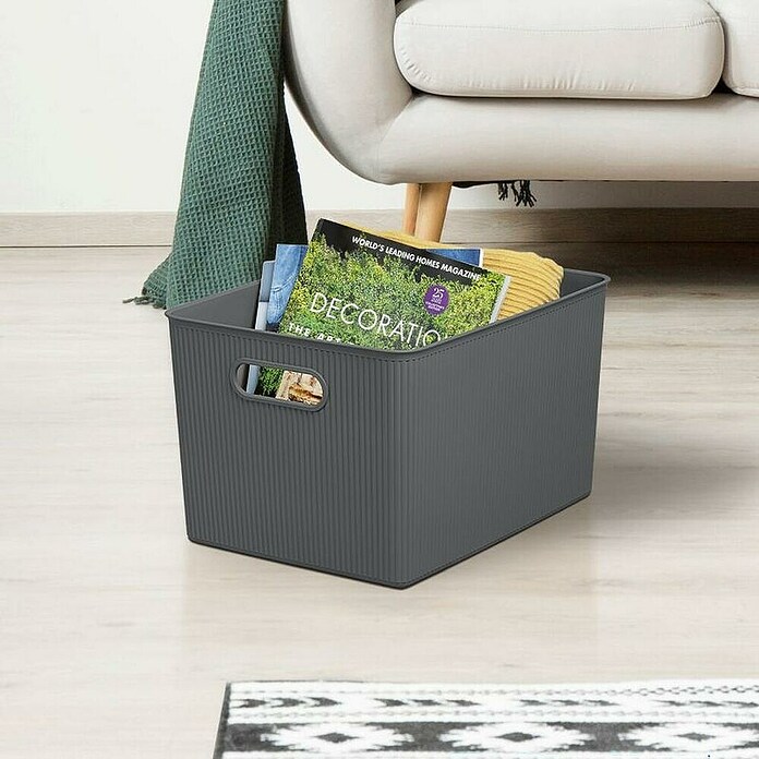 Tatay Baobab Cesta para la ropa XL (L x An x Al: 29,4 x 38,5 x 23 cm, Plástico, Gris)