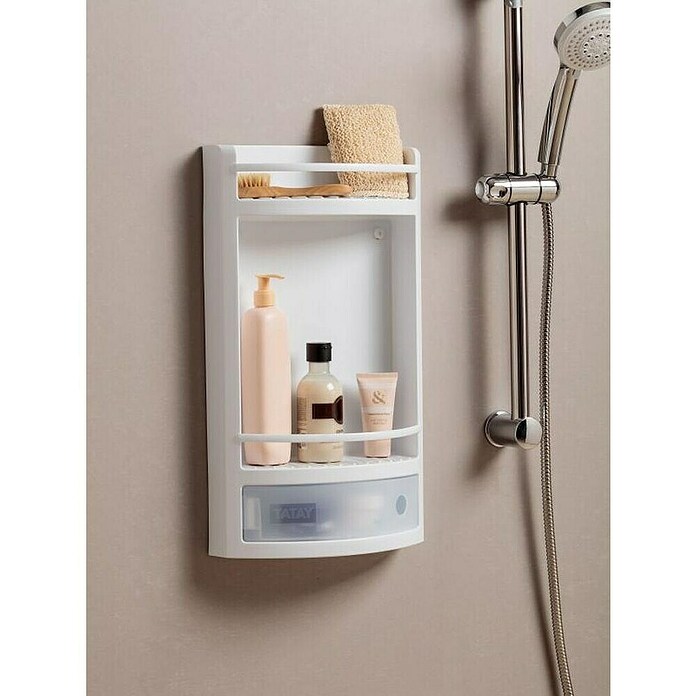 Tatay Estantería de baño (Blanco/Transparente, 11 x 29 x 51 cm)