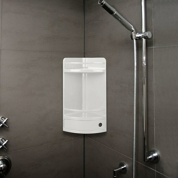 Tatay Estantería de pared para baño de baño (20 x 20 x 50 cm, Blanco/Transparente)