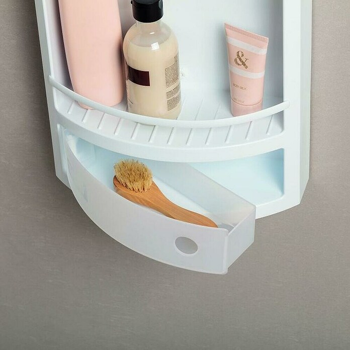Tatay Estantería de pared para baño de baño (20 x 20 x 50 cm, Blanco/Transparente)