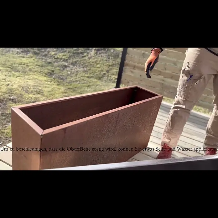 Recal Pflanzkübel eckig Corten - Außenmaß (L x B x H): 40 x 40 x 50 cm, Stahl, Braun - Erklrung/Montageanleitung fr Blumenksten - Corten.