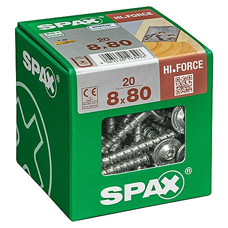 Spax HI FORCE Tellerkopfschraube . (Ø x L: 8 x 80 mm, WIROX Oberfläche, T-Star plus, 20 Stk.)