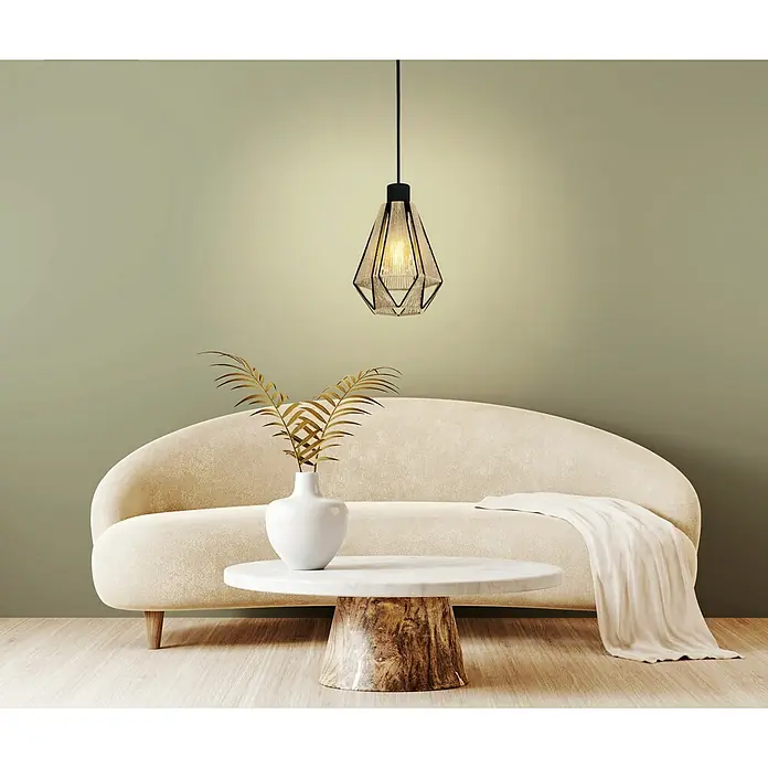 Eglo Pendelleuchte ADWICKLE - 40 W, L x B x H: 17 x 14,5 x 11 cm, Schwarz, E27, 1 Stk. - Elegante Pendelleuchte mit geometrischem Design. Die Hängelampe ist ein stilvolles Detail über Couchtisch und Sofa.