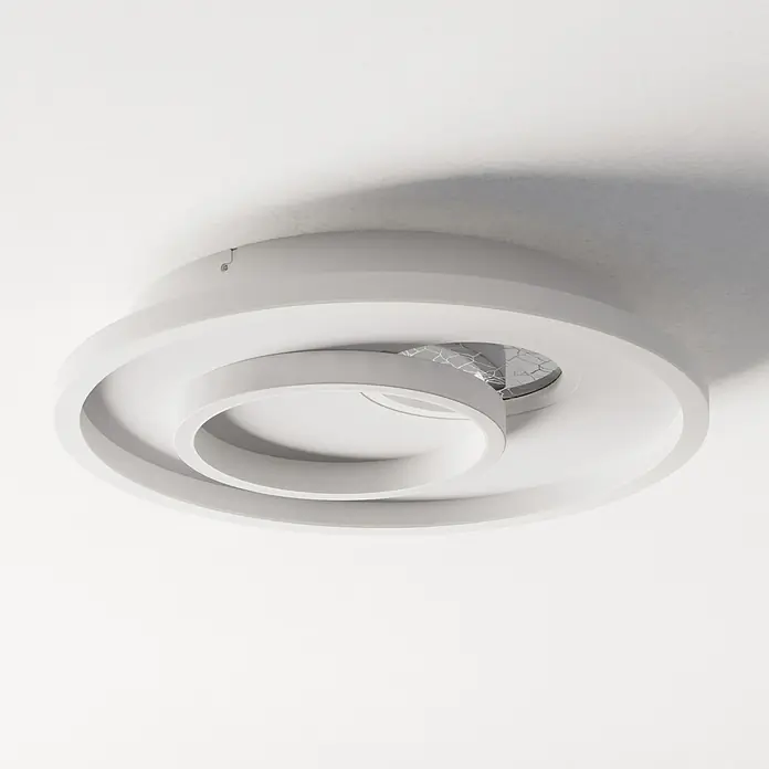Eglo LED-Deckenleuchte Tiriolo - 14 W, Weiß, Silber, Neutralweiß, Durchmesser: 38 cm - Weiße runde Deckenleuchte mit Schichten.