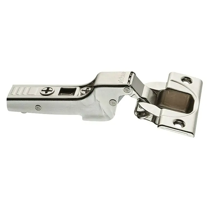 Suki Bisagra de cazoleta - Tope medio, Diámetro cazoleta: 35 mm, Ángulo de apertura: 110 ° - Una bisagra de mueble pulida y brillante con tornillos de cabeza Phillips para el montaje, diseñada para su uso en armarios.