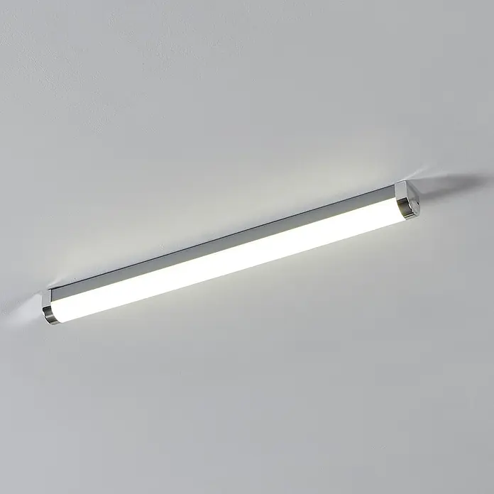 Eglo LED-Spiegelleuchte TRAGACETE 1 - 15,5 W, L x B x H: 60 x 4,5 x 4,5 cm, Chrom, Neutralweiß - Moderne LED-Deckenleuchte mit chromfarbenen Endstücken, die ein helles, gleichmäßiges Licht im Raum verbreitet und eine elegante Note hinzufügt.