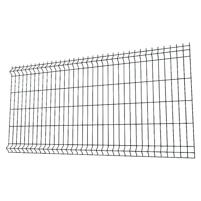 Panel de malla Eco Plus - L x Al: 2 x 1 m, Gris - Una valla de malla metálica con mallas rectangulares que ofrece un aspecto industrial y moderno. Es robusta y duradera, garantizando un recinto seguro.