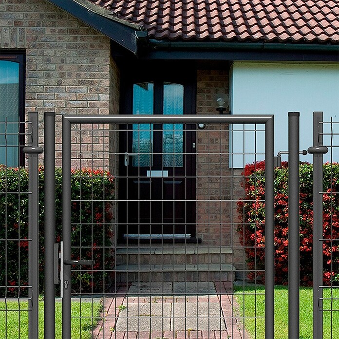 Puerta de valla Residencial (100 x 150 cm, Gris, Metal) BAUHAUS