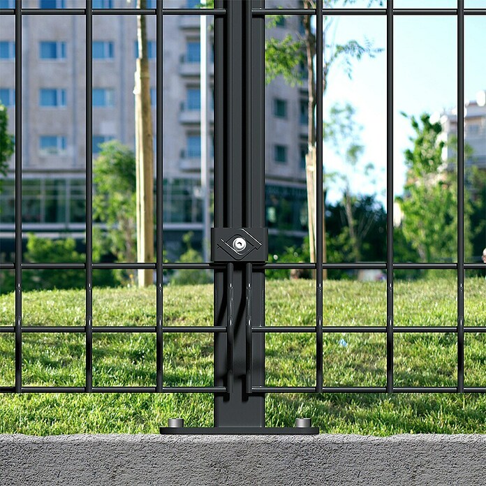 Base para poste Hércules (Acero, Gris, Específico para: Postes Hércules / Paneles de malla Eco Plus) | BAUHAUS