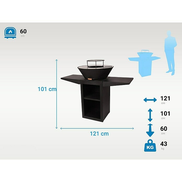 Purline Barbacoa de carbón EFP57B (Diámetro de la superficie de la parrilla: 60 cm, Negro) | BAUHAUS