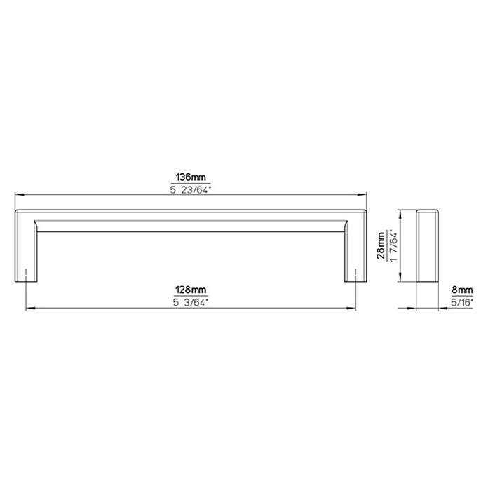 Siro Ručka za namještaj  (D x Š x V: 136 x 8 x 28 mm, Čelik) | BAUHAUS