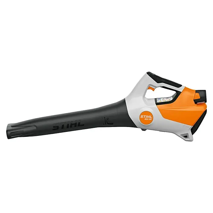 Stihl AS Akku-Laubbläser BGA 30 - 10,8 V, Ohne Akku, Blasgeschwindigkeit: 43 m/s, Blasleistung: 430 m³/h - Stihl BGA 30 Akku-Laubbläser in Schwarz, Weiß und Orange, mit langer Düse und ergonomischem Griff.