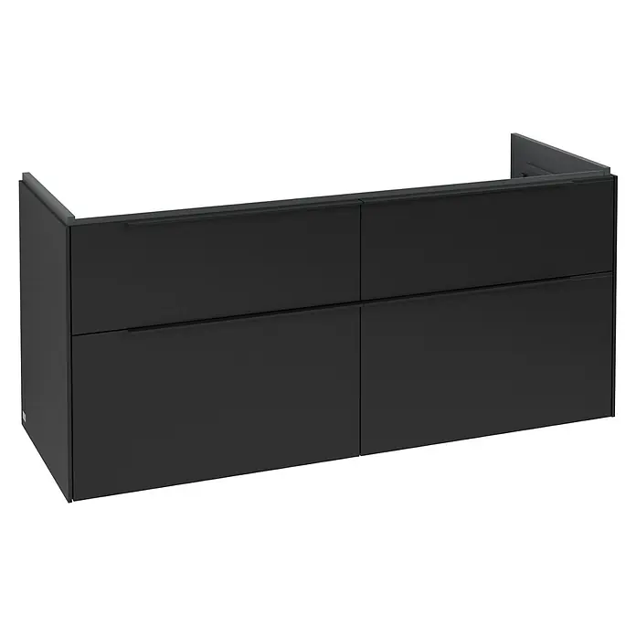 Villeroy & Boch Subway 3.0 Waschbeckenunterschrank - Volcano Black, Anzahl Schubladen: 4 Stk., Farbe Griff: Volcano Black, B x T x H: 127,2 x 47,8 x 57,6 cm, Geeignet für Doppelwaschtisch - Modernes dunkelgraues, wandmontiertes Waschtisch-Unterschrank mit vier grifflosen Schubladen.