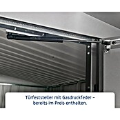 EcoStar Gerätehaus Euroline Trend ESD4 (Außenbreite inkl. Dachüberstand: 237 cm, Außentiefe inkl. Dachüberstand: 181 cm, Stahl, Graualuminium, Einzeltür) | BAUHAUS