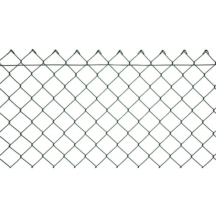 Floraworld Viereckgeflecht - L x H: 25 x 1,5 m, Moosgrün, Draht - Nahaufnahme eines grünen Maschendrahtzauns vor einem schwarzen Hintergrund.