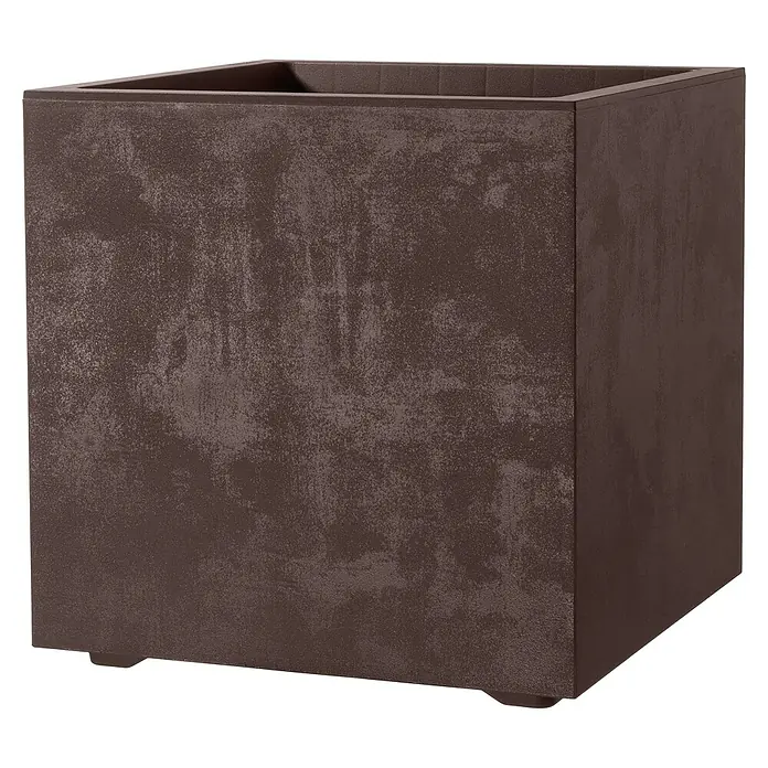 Deroma Millennium Maceta para planta - 39 x 39 x 39 cm, Plástico, Brownstone - Jardinera cuadrada de color marrón chocolate con un acabado rústico. Atractivo para cualquier jardín o interior, que exhibe las plantas con estilo.