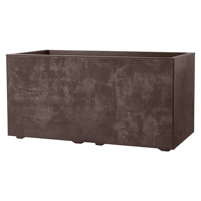 Deroma Millennium Macetero para plantas - 39 x 79 x 39 cm, Plástico, Brownstone - Jardinera rectangular de aspecto rústico. Ideal para jardín, terraza y balcón. Resistente a la intemperie y duradera.