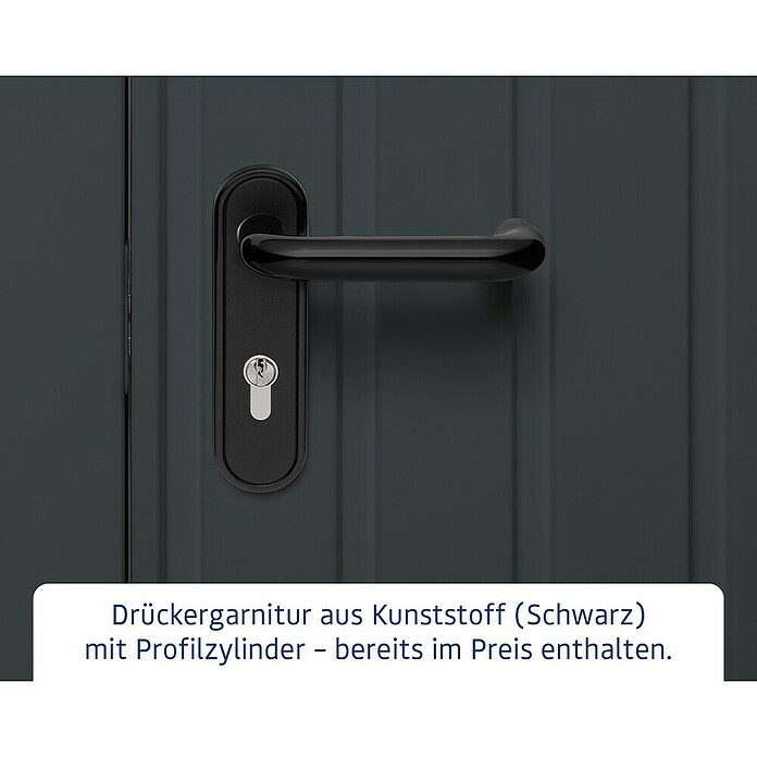 EcoStar Gerätehaus Euroline Trend EFD6 (Außenbreite inkl. Dachüberstand: 237 cm, Außentiefe inkl. Dachüberstand: 278 cm, Stahl, Anthrazitgrau, Doppeltür) | BAUHAUS