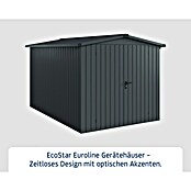 EcoStar Gerätehaus Euroline Trend ESD7 (Außenbreite inkl. Dachüberstand: 237 cm, Außentiefe inkl. Dachüberstand: 325 cm, Stahl, Anthrazitgrau, Doppeltür) | BAUHAUS