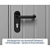 EcoStar Gerätehaus Euroline Trend ESD4 (Außenbreite inkl. Dachüberstand: 237 cm, Außentiefe inkl. Dachüberstand: 181 cm, Stahl, Graualuminium, Einzeltür) | BAUHAUS
