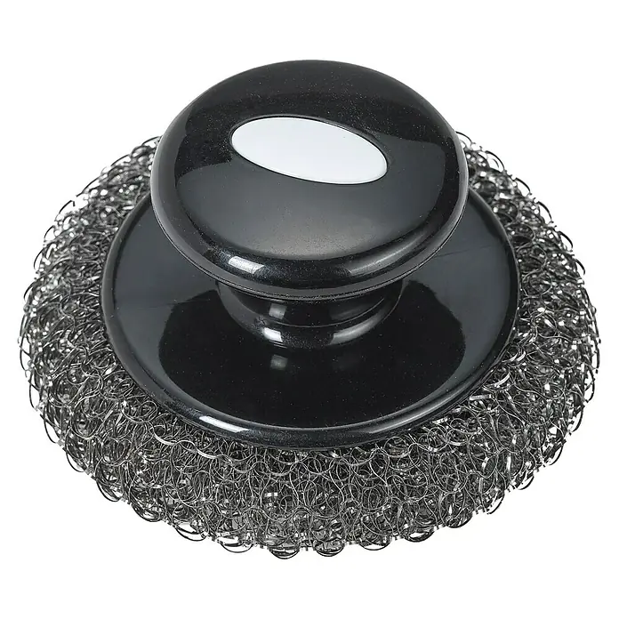 Grillstar Grillreiniger - Durchmesser: 9 cm - Detailaufnahme eines Topfreinigers mit Griff, ideal für hartnäckige Verschmutzungen in Küche und Haushalt.