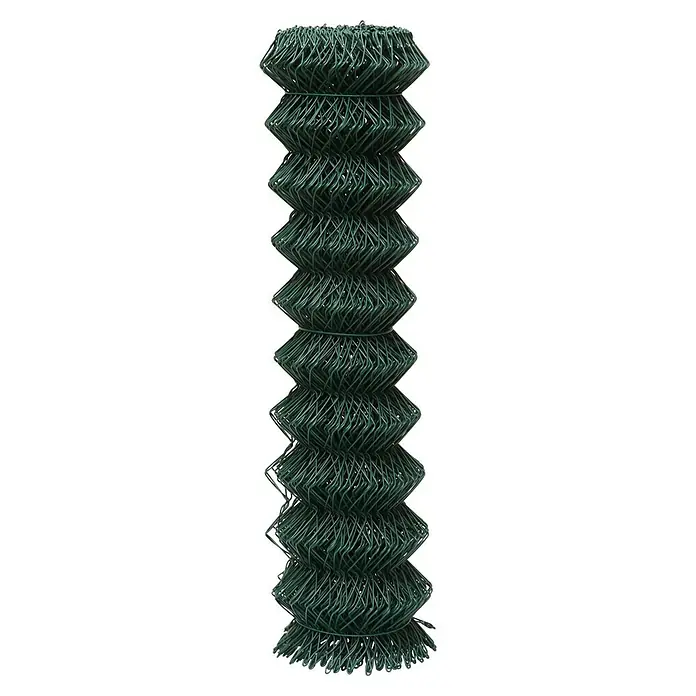 Floraworld Viereckgeflecht - L x H: 25 x 1,5 m, Moosgrün, Draht - Gerollter grüner PVC-beschichteter Maschendrahtzaun mit Rautenmuster.