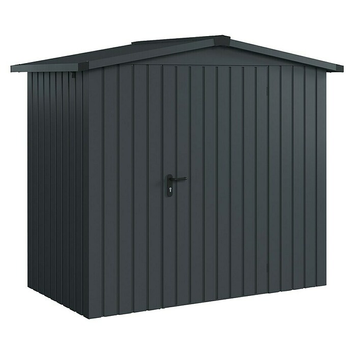 EcoStar Gerätehaus Euroline Trend ESD3 (Außenbreite inkl. Dachüberstand: 237 cm, Außentiefe inkl. Dachüberstand: 134 cm, Stahl, Anthrazitgrau, Einzeltür) | BAUHAUS
