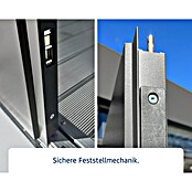 EcoStar Gerätehaus Euroline Trend ESD4 (Außenbreite inkl. Dachüberstand: 237 cm, Außentiefe inkl. Dachüberstand: 181 cm, Stahl, Graualuminium, Doppeltür) | BAUHAUS